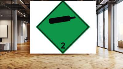 Compressed non-flammable non-toxic gas, ADR 2 green and black sign, vector illustration Wall mural