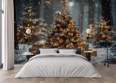 Snowy Forest Christmas Tree Wall mural