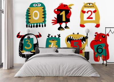 kids alphabet with сcute colorful monsters or insects. funny animals with numbers Wall mural