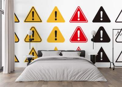 Caution, danger or warning signs. Wall mural