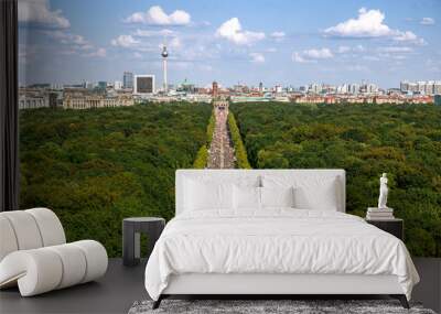 Aerial view of Berlin with Strasse des 17 Juni and Brandenburger Tor during the Christopher Street Day Wall mural