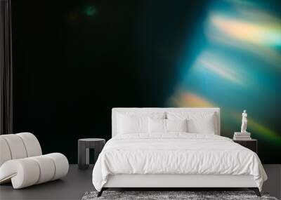 blurred defocused rays light. abstract lens flare. color burst. creative art. dark background Wall mural