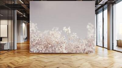 Floral pattern design. Dry grass decor. Copy space on beige color background. Wall mural