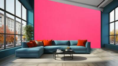 Hot pink felt texture abstract art background. Solid color construction paper surface. Empty space. Wall mural