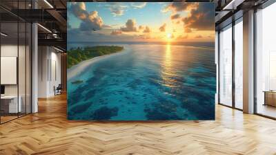 Golden Sunrise over a Tropical Island Paradise Wall mural