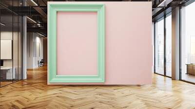 Mint Green Frame on Pink Background Wall mural