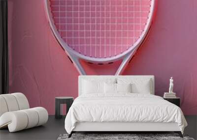 Pink Tennis Racket on Pink Background Wall mural