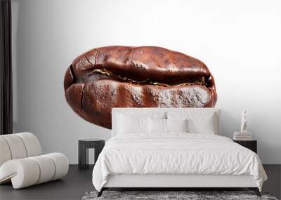 Detailed coffee bean with realistic texture and shading, isolated on a white background Wall mural