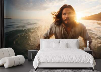 jesus christ in the middle of the sea Wall mural