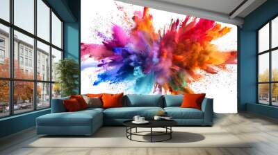 multicolor color explosion isolated on white Wall mural