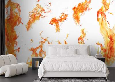 set of flames on white background, png Wall mural