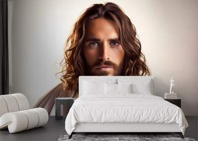 the face of jesus christ on a white background Wall mural