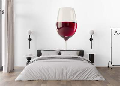 Transparent glass of red wine, isolated on a white background Wall mural