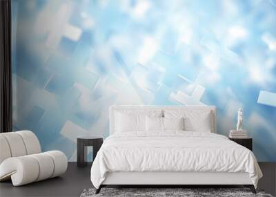 abstract blue background with squares, cross Wall mural