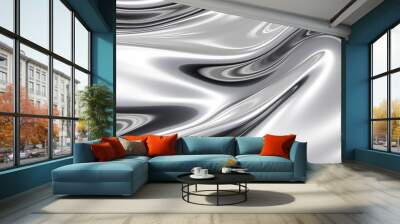 abstract silver background of metal with wave Wall mural