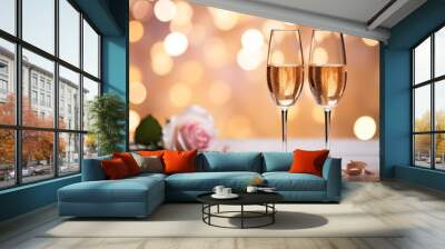 two glasses of champagne for Valentine's day Wall mural