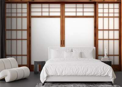 wooden window dooor isolated on white Wall mural