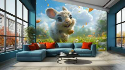 easter bunny in the grass Wall mural