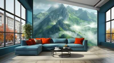 mountains in the morning Wall mural