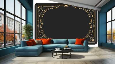 Ornate magic frame, reverse side of tarot cards, border with mystic ornament, astrology pattern banner, vector Wall mural