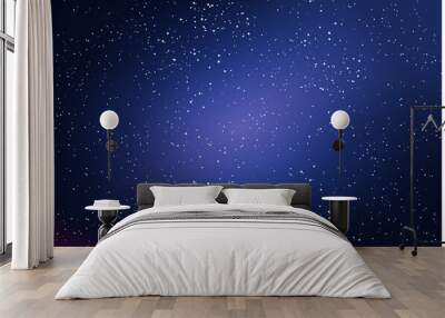 Starry night sky and galaxy glow, nebula in cosmos,  outer space background, vector Wall mural