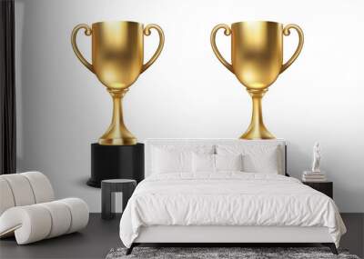 Vector 3d Blank Golden Champion Winner Cup Icon Set Closeup Closeup Isolated on White Background. Design Template of Championship Trophy. Sport Tournament Award, Winner Cup and Victory Concept Wall mural