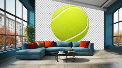 Vector realistic flying tennis ball closeup isolated on transparent background. Design template in EPS10. Wall mural