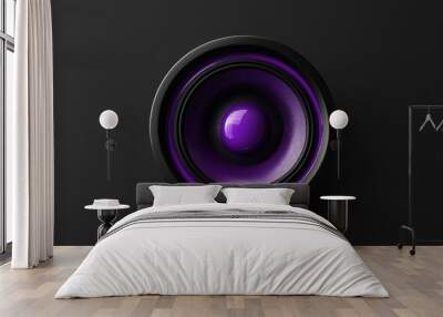 Purple camera lens on black background Wall mural