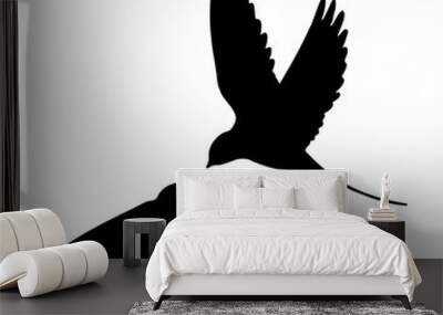 Silhouette of a pair of flying birds Wall mural