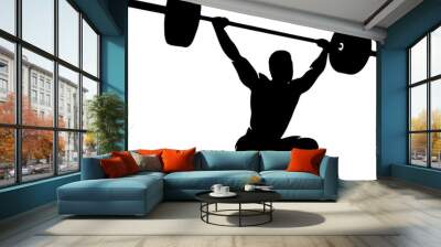 silhouette of a person lifting weights Wall mural