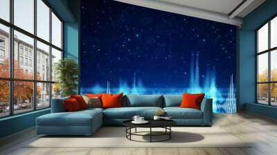 Blue audio wave form and sparkles Wall mural