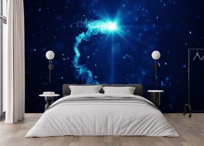 Blue circle light trail abstract illustration Wall mural