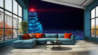 blue sci-fi christmas tree Wall mural