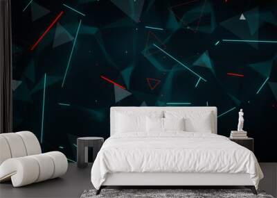 Glowing blue and red lines and triangles abstract futuristic sci-fi concept Wall mural