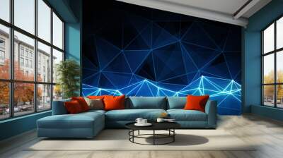 glowing blue polygon background Wall mural