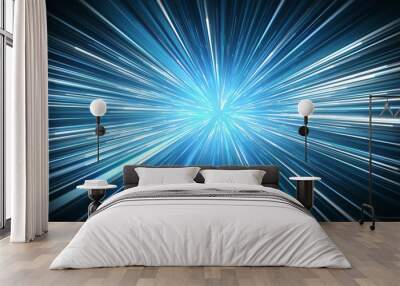 Radial blur blue rays abstract background Wall mural