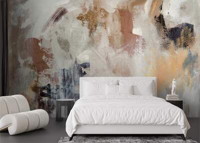 Nonfigurative art. Closeup view of a modern painting beautiful brushwork texture, pattern and colors.   Wall mural