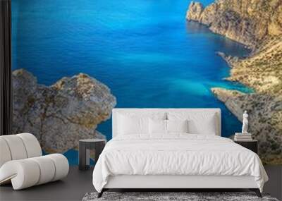 secret site overlooking islet in ibiza Wall mural