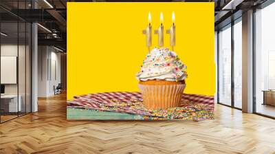 Birthday Cake With Candle Number 111 Wall mural