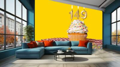 Birthday Cake With Candle Number 149 Wall mural