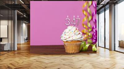 Birthday Cake With Candle Number 347 Wall mural