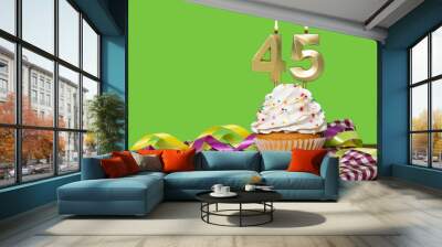 Birthday Cake With Candle Number 45 Wall mural