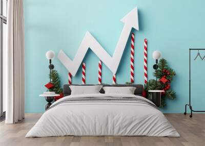 A festive graphic featuring a growth chart with holiday decorations. Wall mural