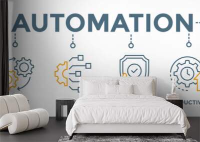 Automation banner web icon vector illustration concept for robotic technology innovation systems with icon of process, digital, reliability, productivity, and improvement Wall mural