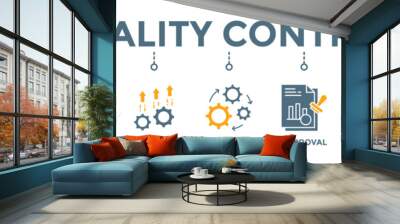 Quality control banner web icon vector illustration concept for product and service quality inspection with an icon of analysis, evaluation, improve, process, approval, result, and customer Wall mural