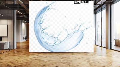 Realistic transparent isolated vector circle splash of water with drops Wall mural