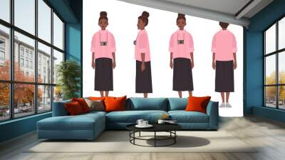 cute african american teenage girl dressed in jumper and skirt. funny young woman wearing casual clo Wall mural