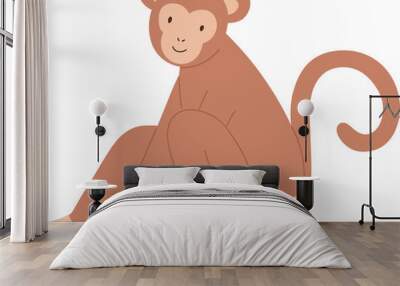 Cute Monkey Childish Cartoon Illustration Wall mural