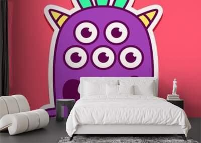 cute monster cartoon doodle design for coloring, backgrounds, stickers, logos, symbol, icons and more Wall mural