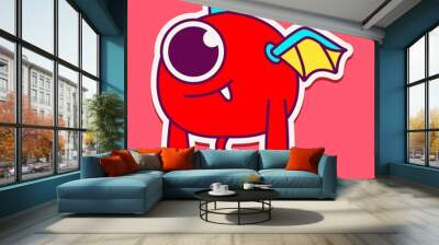 cute monster cartoon doodle design for coloring, backgrounds, stickers, logos, symbol, icons and more Wall mural